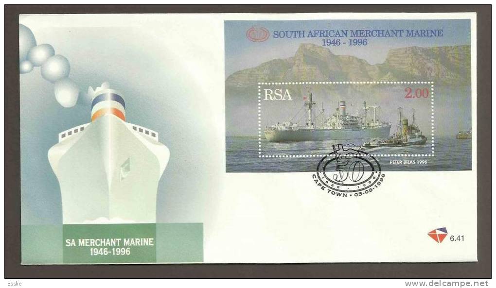 South Africa FDC 6.41 1996 South African Merchant Marine, 50th Anniversary Ships Tugboat - Cartas & Documentos