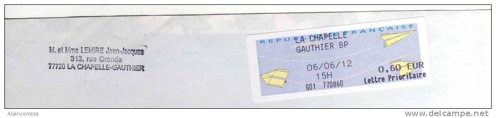 Vignette D'affranchissement GAPA Bureau De Proximité Seine Et Marne LA CHAPELLE GAUTHIER BP - 2000 « Avions En Papier »