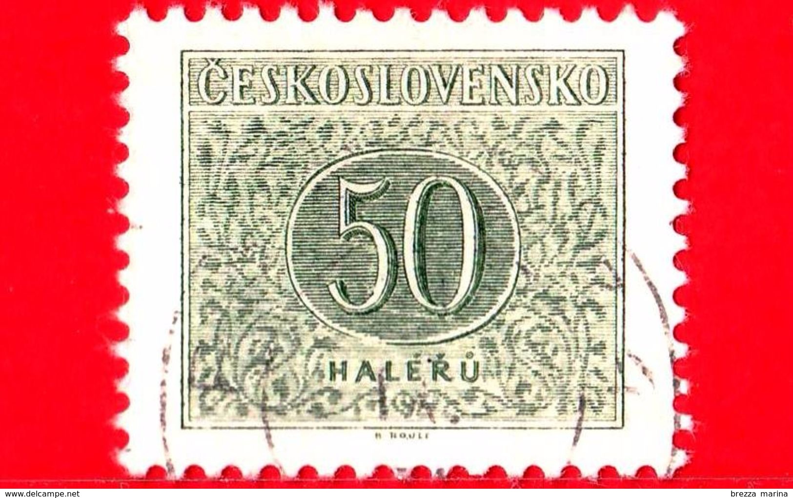 CECOSLOVACCHIA - Usato - 1955 - Numero -  Tassa - New Number Drawing - 50 - Timbres-taxe