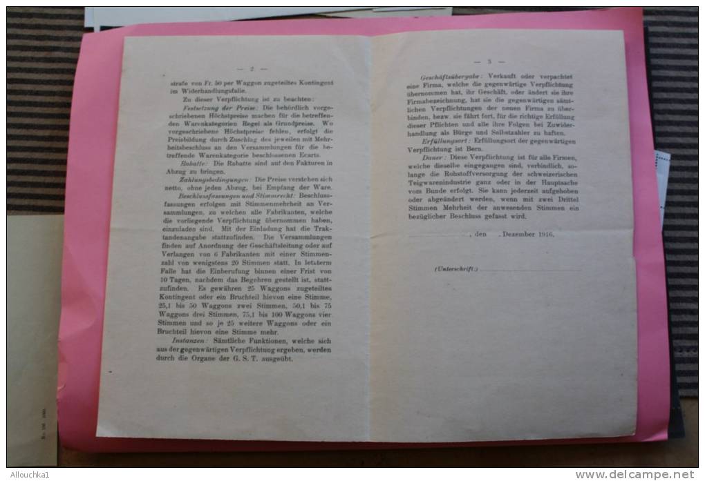 Erklarung Und Verpflichtung (double Pour La Fabrique) 1916 Rechnung Dokumente Commerciale Suisse Schweiz - Suisse