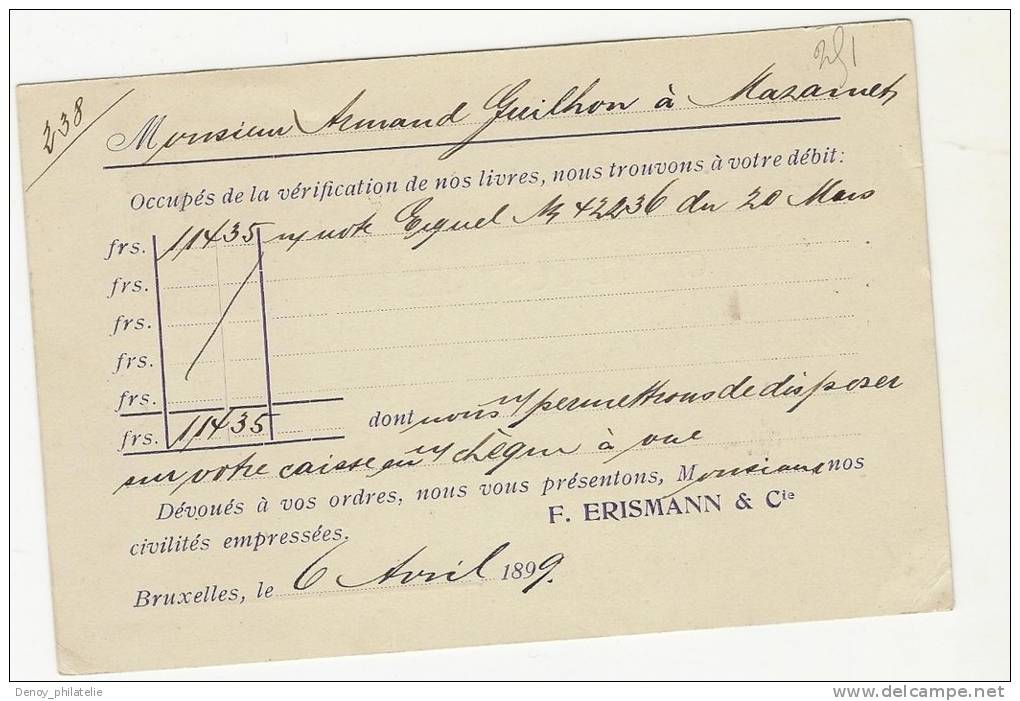 Carte Postale Privée Transport Internationaux  ERISMANN Avec Numero 57 Pour La France (tarn) - Sonstige & Ohne Zuordnung