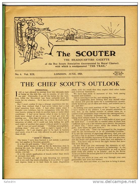 The Scouter, June 1925, The Headquarters Gazette Of The Boys Scouts Association, Magazine - Scouting