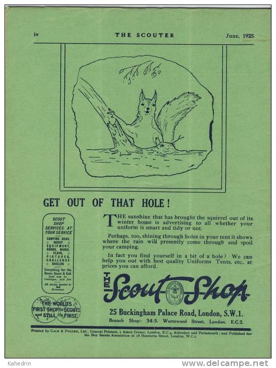 The Scouter, June 1925, The Headquarters Gazette of the Boys Scouts Association, Magazine