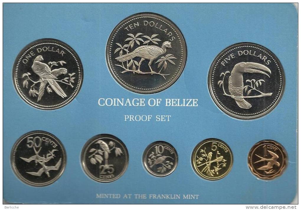 COINAGE OF BELIZE  1976 - SILVER PROOF SET - FRANKLIN MINT - Belize