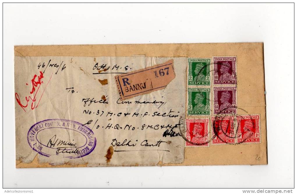 69523)lettera Racc. Indiana Con 7 Valori + Annullo - Airmail