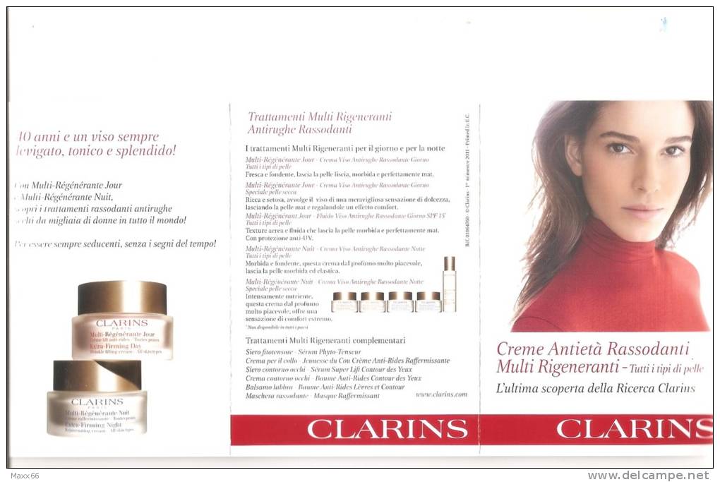 PIEGHEVOLE PUBBLICITARIO CON CAMPIONCINI - CLARINS - JOUR NUIT MULTI RIGENERANTE - MADE IN FRANCE - Accesorios