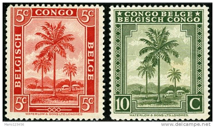 BELGIAN CONGO, CONGO BELGA, 1942, DIFFERENT SUBJECTS, FRANCOBOLLI NUOVI (MNG), Scott 187,188 - Neufs