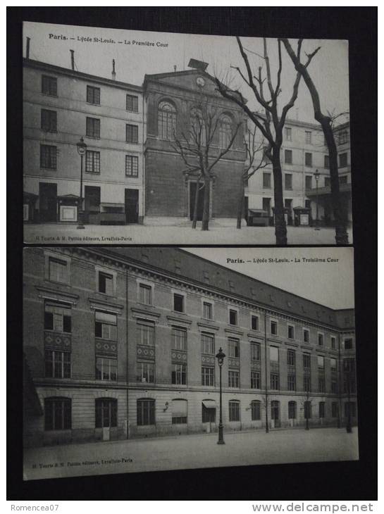 PARIS - Lycée SAINT-LOUIS - Lot De 2 CPA  - La Première Cour - La Troisième Cour - Non Voyagées - A Voir ! - Enseignement, Ecoles Et Universités