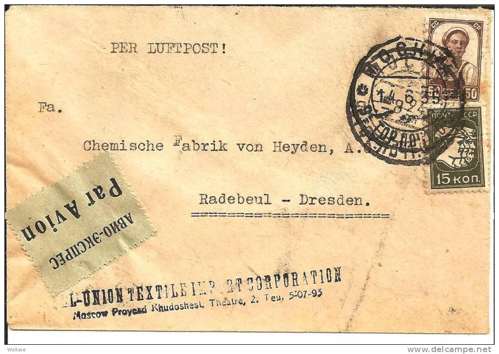 RL167 / UDSSR -  Luftpostbrief 1935 Nach Radebeul B. Dresden - Storia Postale
