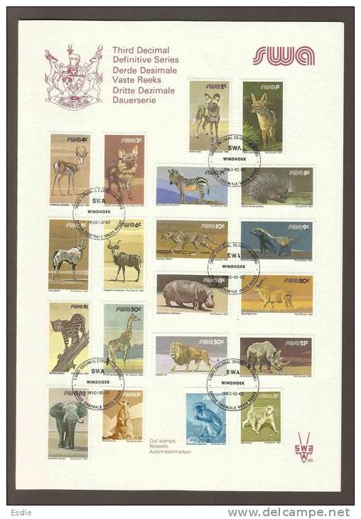 South West Africa  SWA - 1980 - Wildlife - Third Decimal Definitive / Definitive / 3rd Definitive - Full Set On FDC - Wild