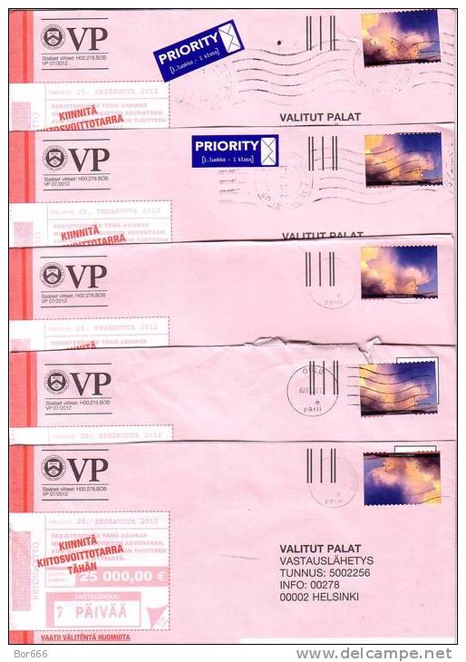 15 X GOOD FINLAND Postal Covers 2012 - Good Stamped: Clouds - Five Sets Of 3 - Lettres & Documents