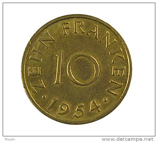 Sarre - 10 Francs - 1954 - Cup.Alu - TB+ - Other & Unclassified