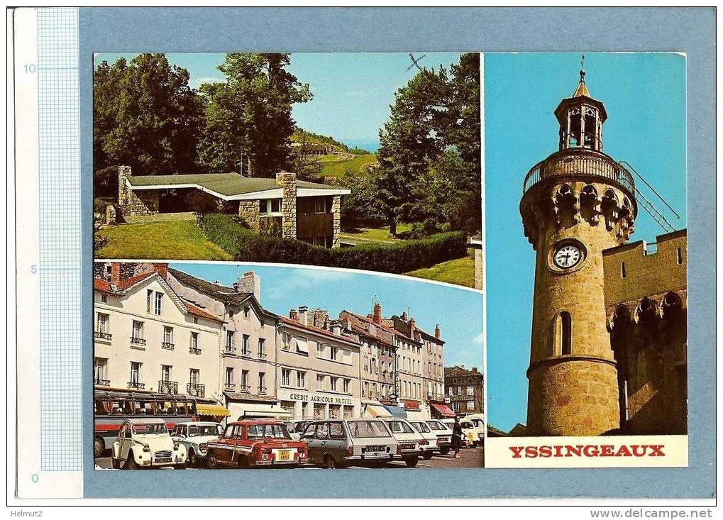 YSSINGEAUX (Hte-Loire) Multivues Hôtel De Ville Village De Vacances 2CV R16 R10 (voir Détails 2scan) Voyagé 1984 -MV687 - Yssingeaux