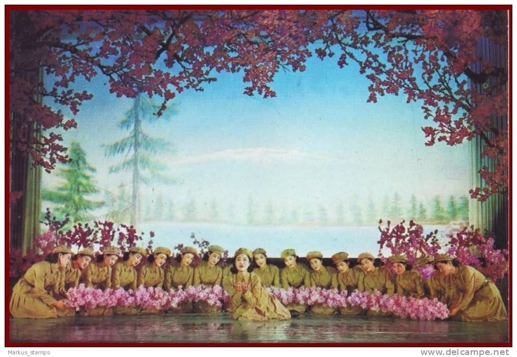 DPR North Korea - 4 Propaganda Postcards, Waterfall, Bridges, Tourism, Folk Balet - Korea (Nord)