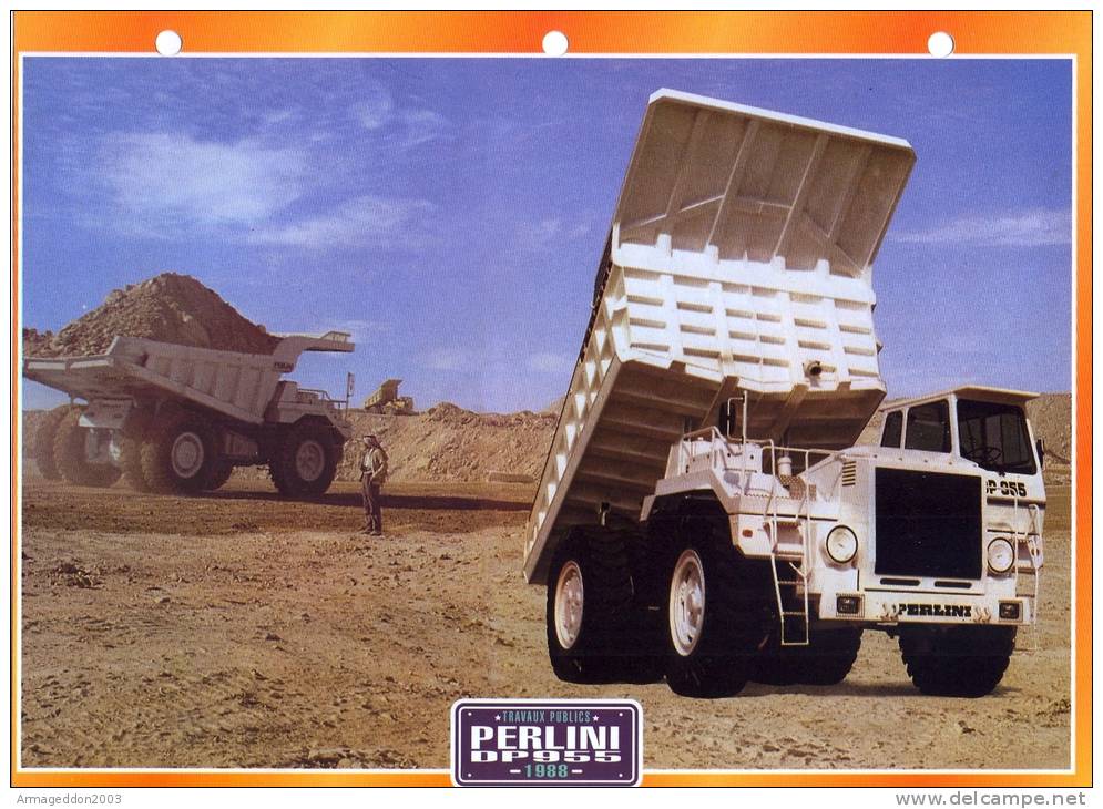 FICHE CARTONNE 25x18.5 CM CAMION DOC.AU DOS VOIR SCAN SERIE TRAVAUX PUBLICS 1988 BERLINI DP955 - Camions