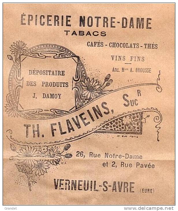 VERNEUIL SUR AVRE - EURE - EPICERIE - NOTRE DAME - SAC PAPIER. - Autres & Non Classés