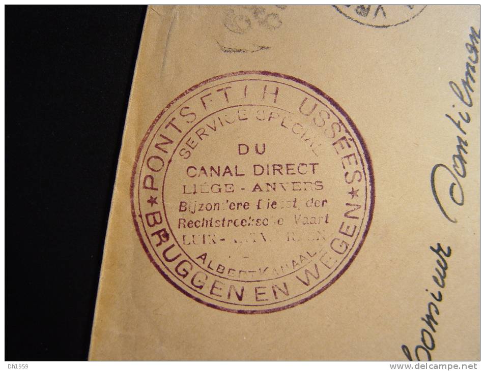 SERVICE SPECIAL DU CANAL DIRECT LIEGE ANVERS - Lettres & Documents