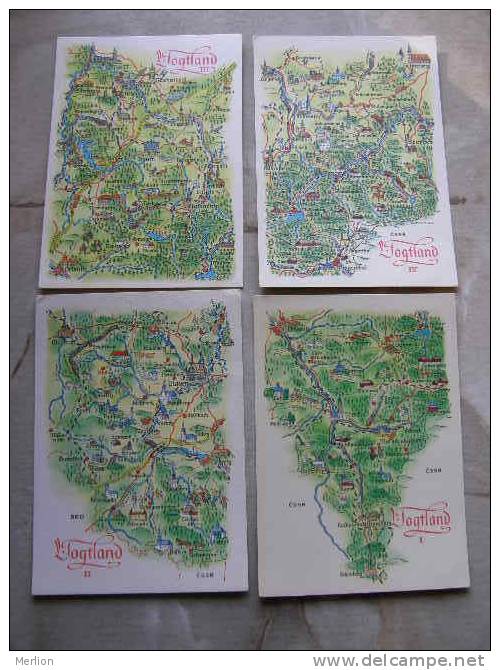 4 AK - Vogtland  Map Karte   - 4  Postcards  D84704 - Vogtland