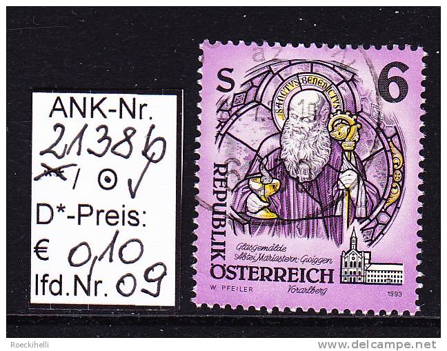 17.9.1993  - FM-Erg.Wert  "Stifte u. Klöster in Ö - Glasgemälde" -  o  gestempelt  -  siehe Scan  (2138bo 01-21)