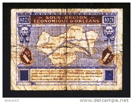 BON-BILLET-MONNAIE CHAMBRE DE COMMERCE D'ORLEANS ET BLOIS 45/41 - 1 FRANC N° 136,553 VENDU EN L'ETAT 2 SCANS - Cámara De Comercio