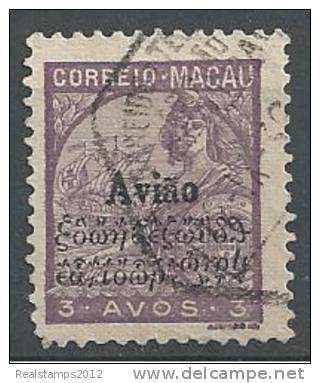 MACAU - 1936,  CORREIO AÉREO - Padrões, Com Sobrecarga, 3 A.   (o)  MUNDIFIL  Nº 2 - Airmail