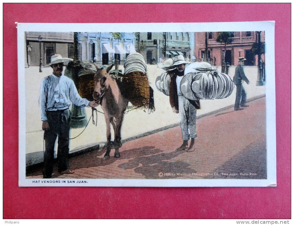 Hat Vendors In San Juan Vintage Wb =  ==ref 748 - Puerto Rico