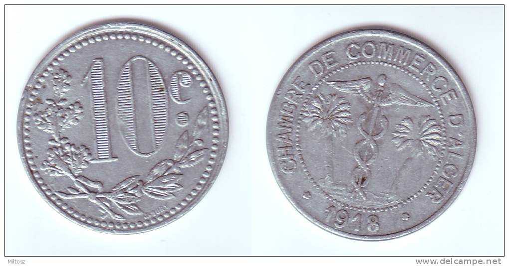 Algeria Alger Chamber Of Commerce 10 Centimes 1918 (with J. Bory) - Algerien