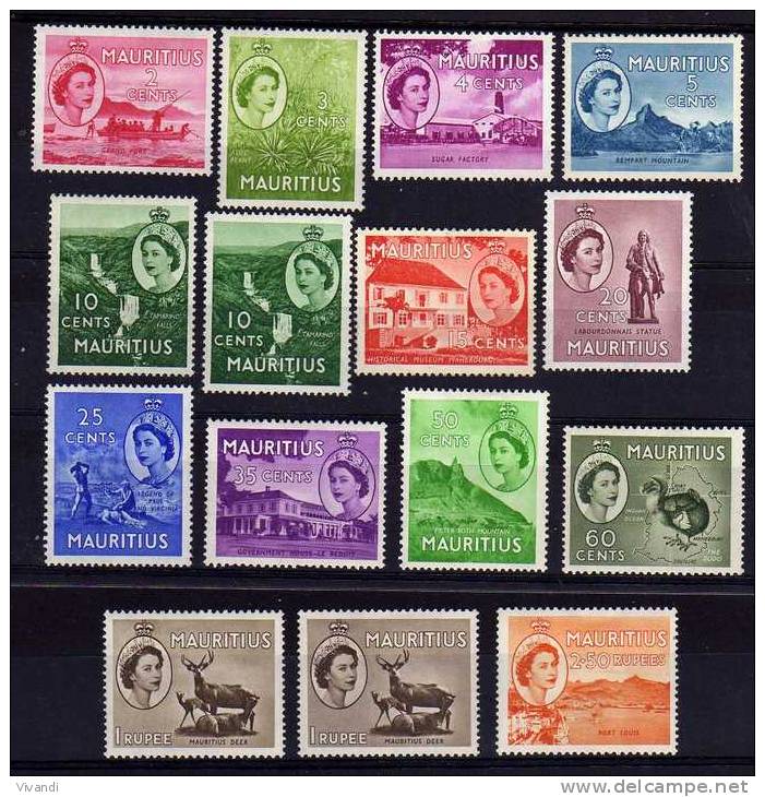 Mauritius - 1953/57 - QEII Definitives (Part Set) - MH - Maurice (...-1967)