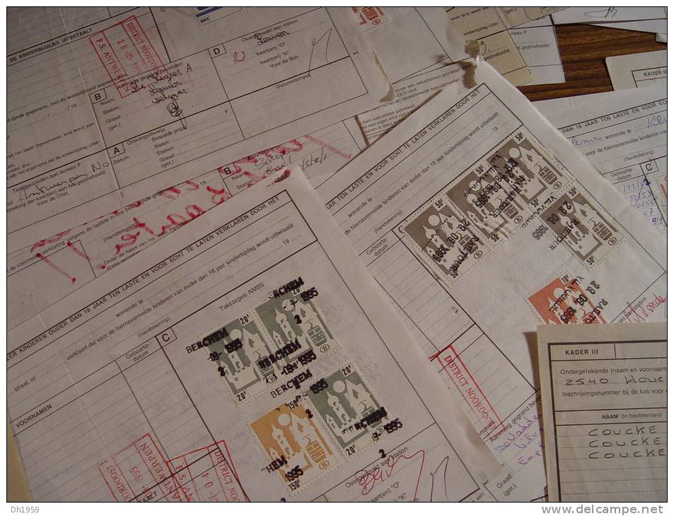 BELGIQUE LOT ENV. 50 BORDEREAUX TIMBRES COLIS POSTAUX CHEMIN DE FER TRAIN ZUG BAHN EISENBAHN
