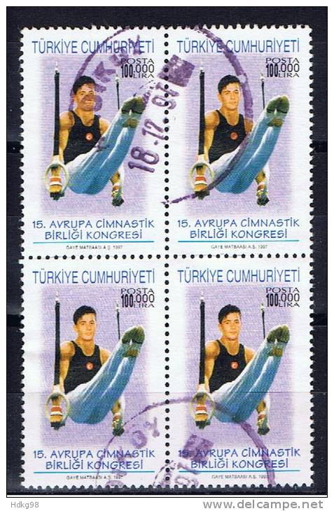 TR Türkei 1997 Mi 3131 Sportler (Viererblock) - Used Stamps