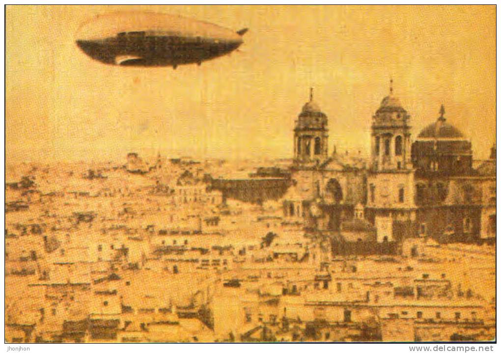 Spain-Postcard(reprint Probably)-The Great Zeppelin Flying Over Cadiz On April 16, 1930-unused ,2/scans - Fesselballons