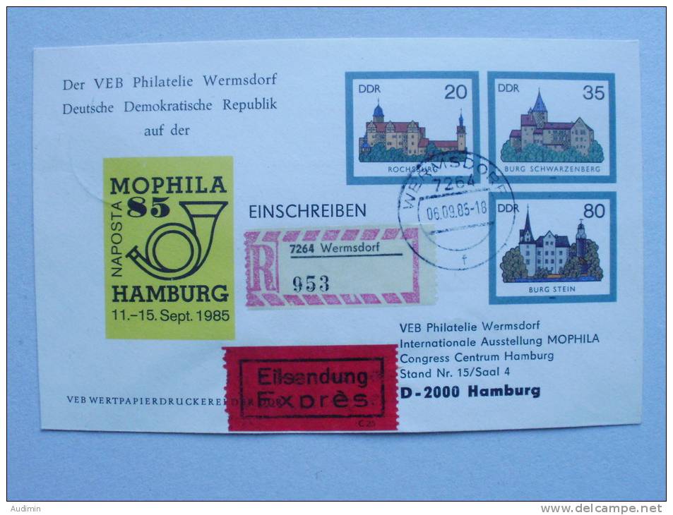 DDR Ganzsache 2977/9 Ganzsache Stationary Used Oo Echt Gelaufen Per Einschreiben REKO, Burgen - Briefomslagen - Gebruikt