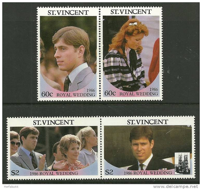 St. Vincent       " Royal Wedding "          SC# 958-59   MNH** - St.Vincent (1979-...)