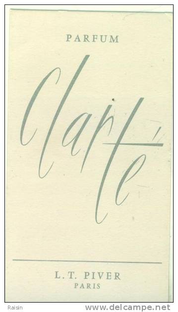 Carte L.T. Piver Parfum Clarté  Vierge TBE - Antiquariat (bis 1960)