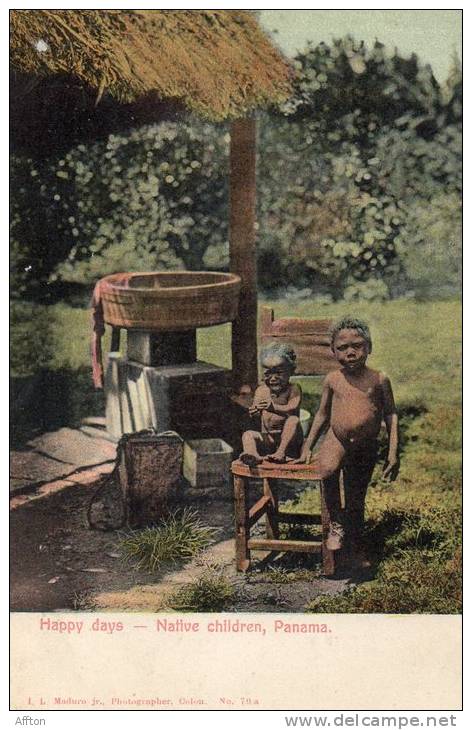 Happy Days Native Childern Panama Types 1905 Postcard - Panama