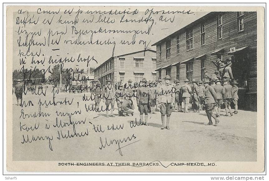 1928 304th Engineers At Their Barracks Camp Meade Maryland MILITARY CAMP Sent To Denmark - Sonstige & Ohne Zuordnung