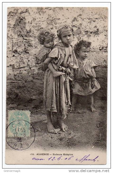 Cpa Algérie - Enfants Kabyles - (Cachet : Oran 1906) - Kinderen