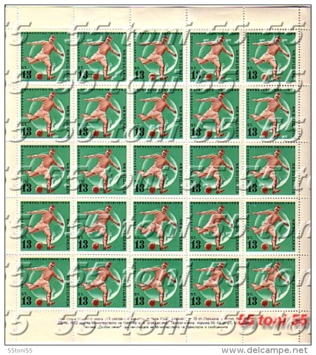 1962 Sport  FOOTBALL World  Coup – CHILLE  2  Sheet Of 25 V.perf.+impefr. – MNH Bulgaria  / Bulgarie** - 1962 – Chili