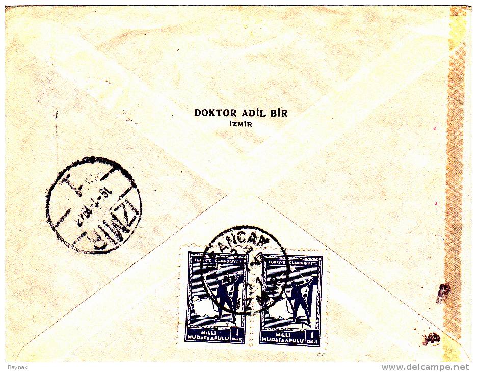 LETTRE  --   IZMIR  TO ALMANYA   -  DOKTOR ADIL BIR, IZMIR - Briefe U. Dokumente