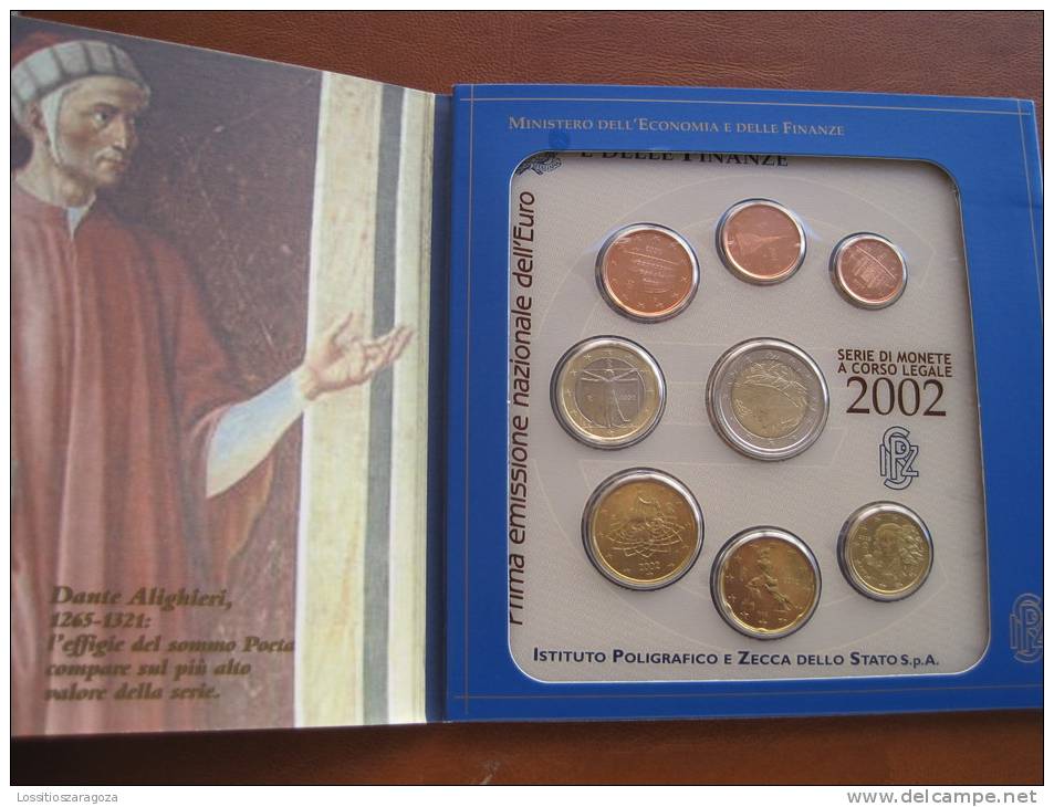 ITALIA 2002 Cartera Con Serie Euro 8 Monedas , Euroset , Bimetalica 2 , Bimetalic - Italia