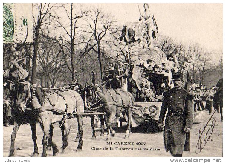 Paris 75  Mi-Carême 1907   Le Char De La Tuberculose Vaincue - Lots, Séries, Collections