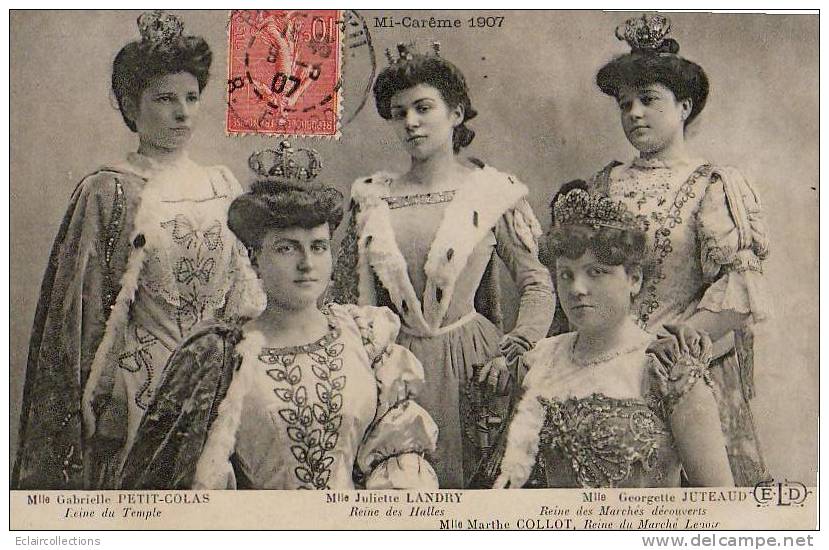 Paris 75  Mi-Carême 1907    Les Reines - Lots, Séries, Collections