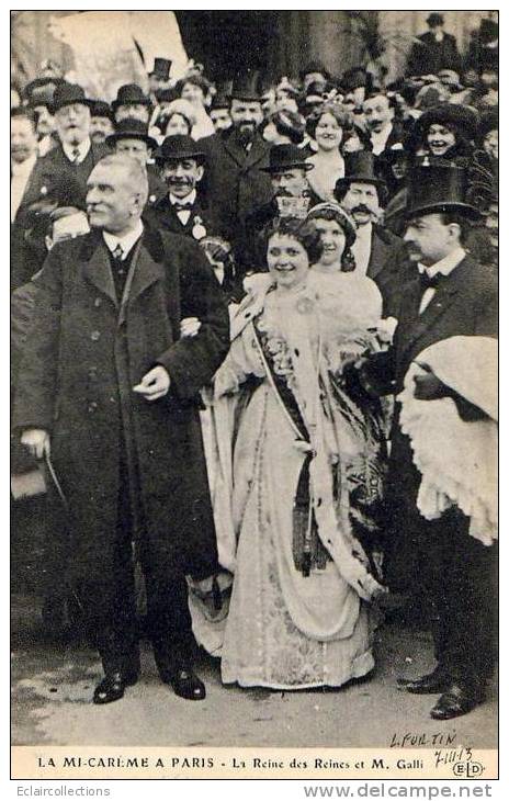 Paris 75  Fêtes De La Mi-Carême 1913    La Reine Des Reines Et M. Galli - Konvolute, Lots, Sammlungen