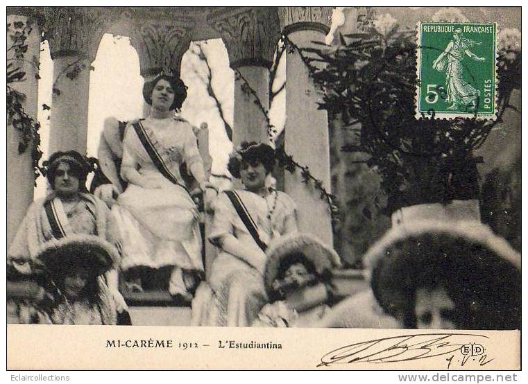 Paris 75  Fêtes De La Mi-Carême 1912    Le Char De  L'Estudiantina - Konvolute, Lots, Sammlungen