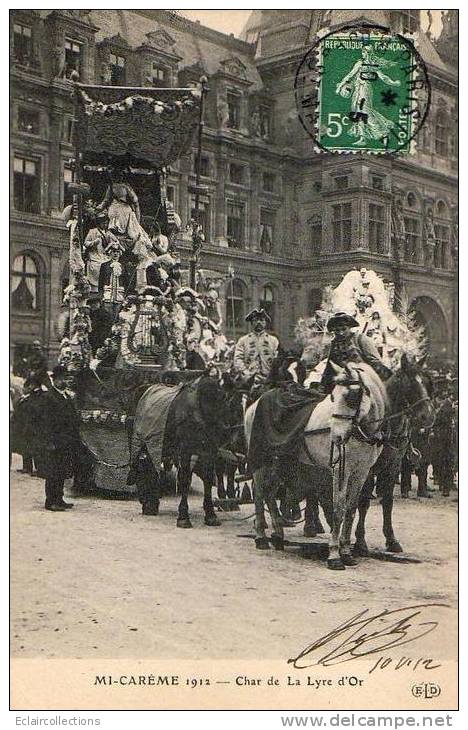 Paris 75  Fêtes De La Mi-Carême 1912    Char  De La Lyre D'or - Konvolute, Lots, Sammlungen