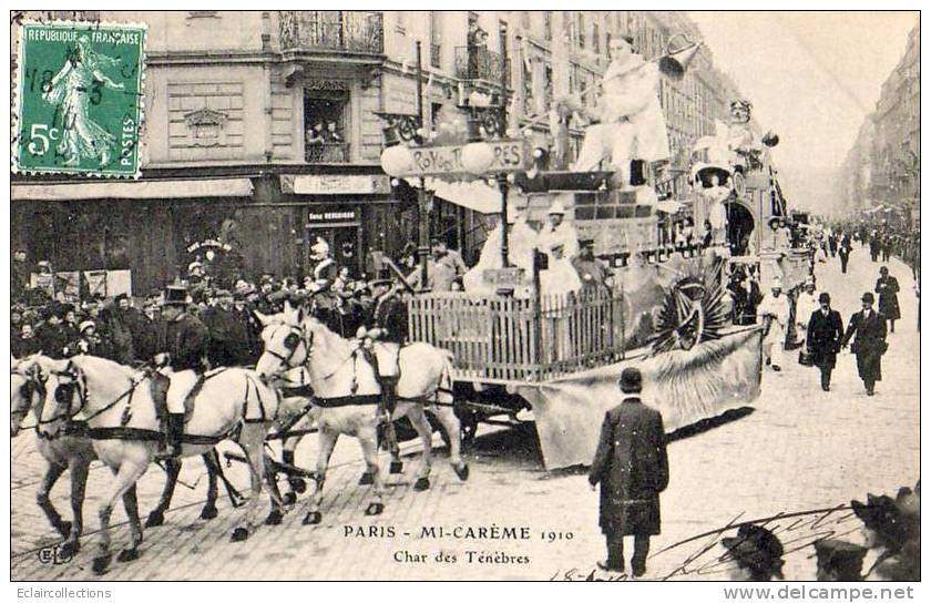 Paris 75  Fêtes De La Mi-Carême 1910    Le Char Des Ténèbres - Lots, Séries, Collections