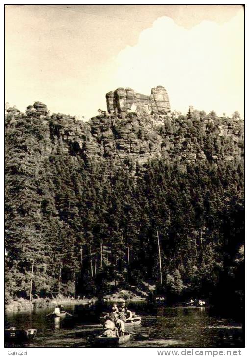 AK Amselsee Mit Lokomotive, Ung, 1957 (Waltersdorf, Rathen, Rathewalde) - Rathen