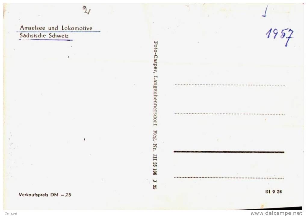 AK Amselsee Mit Lokomotive, Ung, 1957 (Waltersdorf, Rathen, Rathewalde) - Rathen