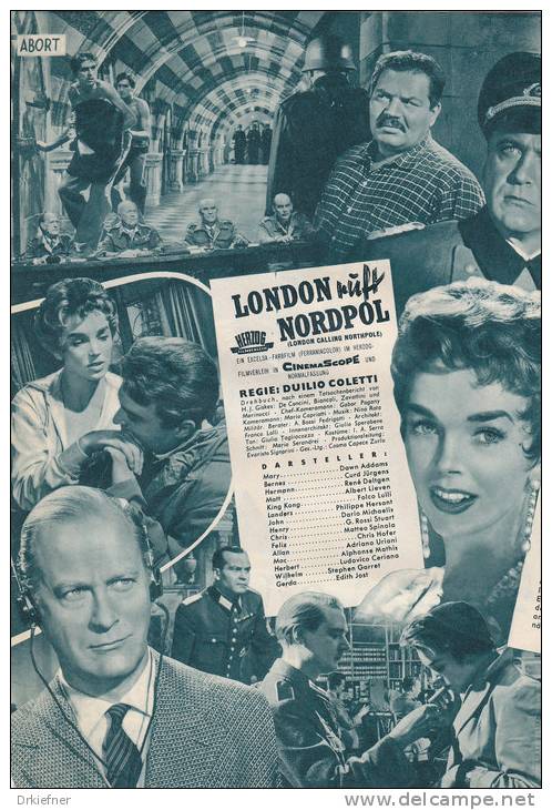 London Ruft Nordpol, Film 1958 Mit Curd Jürgens, Illustrierte Film-Bühne, Nr 3740, 4 Seiten, 15 Abb., DinA 4 - Zeitschriften