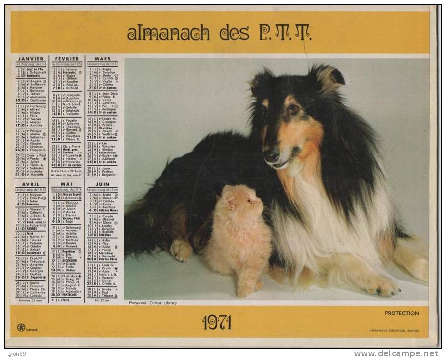 ALMANACH DES PTT 1971  EDITEUR OBERTHUR - Grand Format : 1971-80